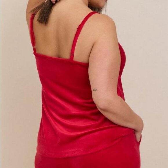 🆕NWT Women’s torrid 3 (4) Red Velour Sleeveless Lounge Camisole 22 24 26 28 - Picture 10 of 11